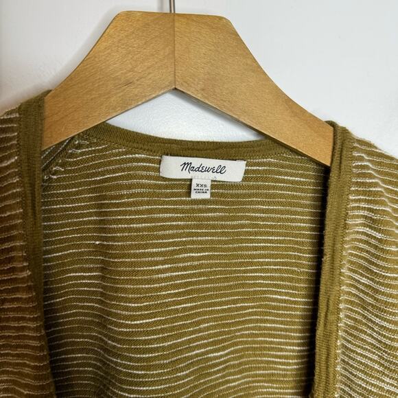 Madewell Ryder Summer Olive Striped Open Front Cardigan Sweater Size XXS - Picture 3 of 7